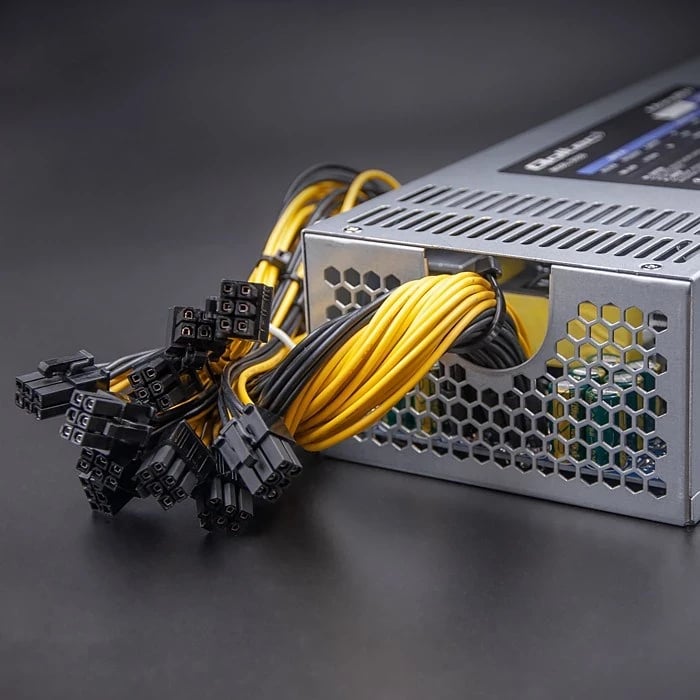 Furnizues i Energjisë Qoltec 50350, 1850W PCI-E, 80 Plus Platinum për Gaming Miner, Gri