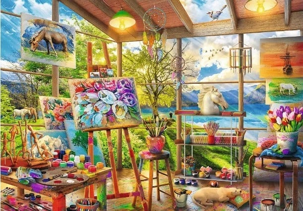 Puzzle Trefl 2x500 elemente Art of Painting Cats, set Puzzle Trefl 2x500 elemente Art of Painting Cats, set