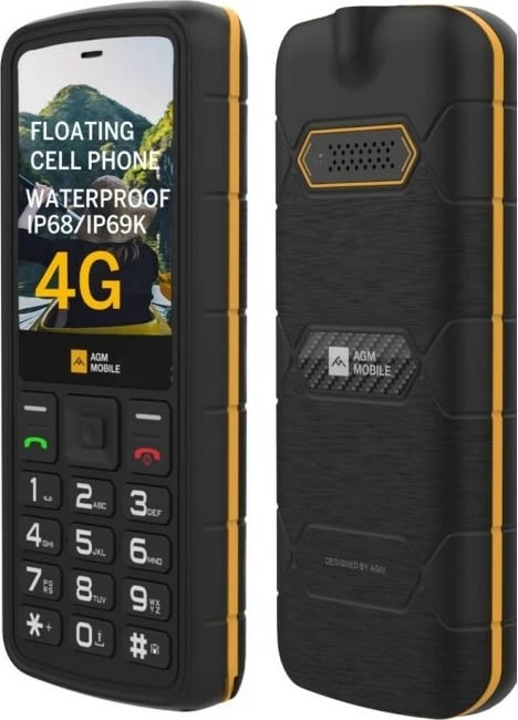 Celular AGM M9F, Bar, Dual SIM, 2.4", 2 MP, 1000 mAh, Ngjyrë e zezë, portokalli