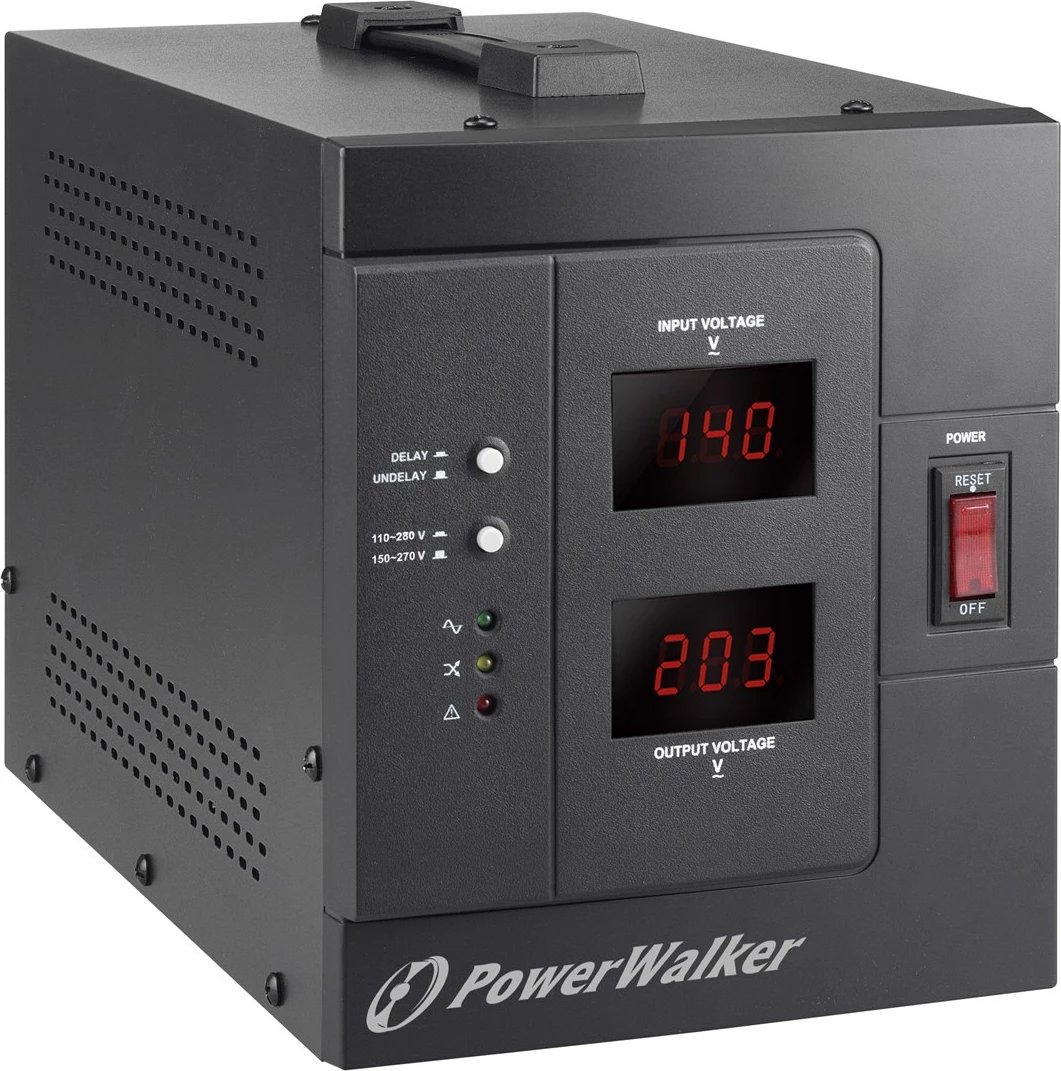 Rregullator tensioni PowerWalker AVR 3000 SIV FR, 1 dalje AC, LCD, i zi