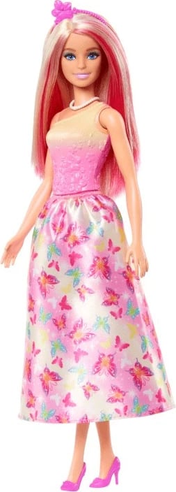 Kukull Barbie Princeshë Mattel HRR07/HRR08, flokë të gjatë rozë-blond, me aksesorë