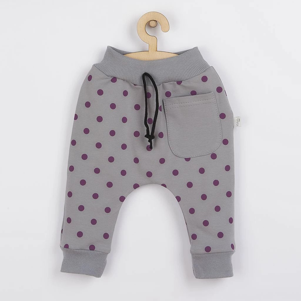 pantallona trenerka për bebe, KOALA Dots, madhësia 62 (3-6m), pambuk 96% me elastan, për vajza, gri