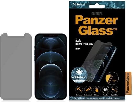 Xham mbrojtës PanzerGlass Standard Super+ për iPhone 12 Pro Max, antibakterial, privacy