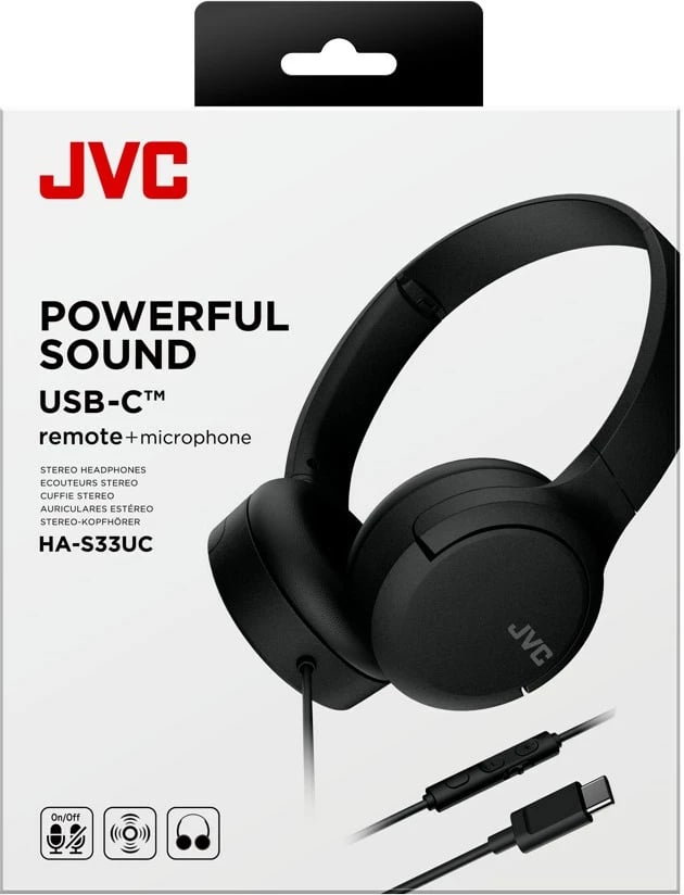 Kufje JVC HA-S33UCBU me kabllo, USB Type-C, të zeza