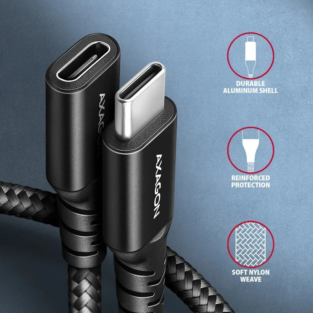 Kabllo USB AXAGON BUCM32-CF15AB, USB 3.2 Gen 2x2, 1.5 m, E zezë