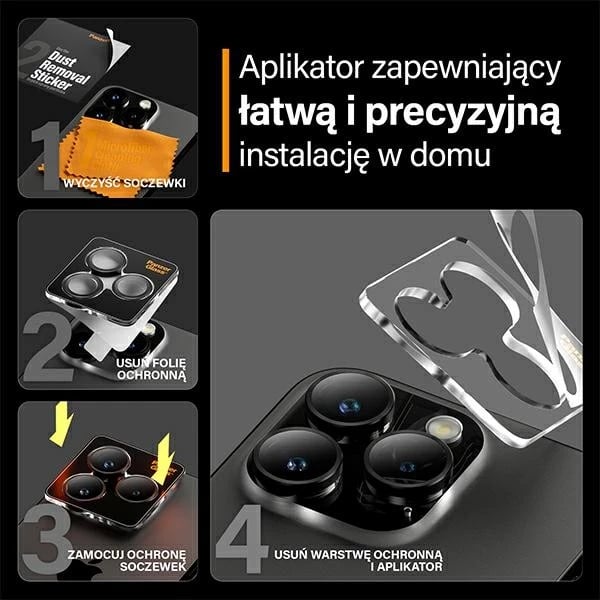 Mbrojtës kamere PanzerGlass Hoops për iPhone 15 Pro / 15 Pro Max, kornizë e zezë