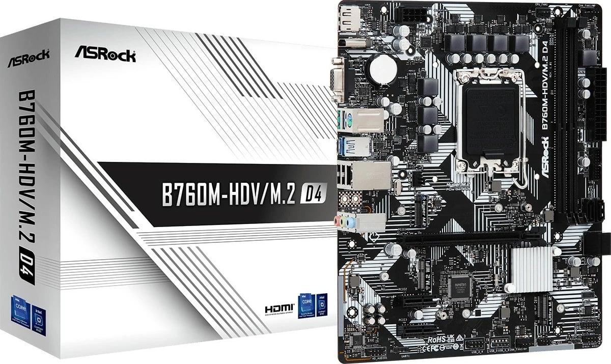 Pllakë amë ASRock B760M-HDV/M.2 D4, micro ATX, DDR4, e zezë