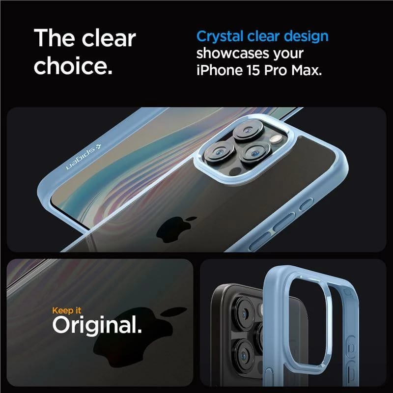 Mbështjellës Spigen Ultra Hybrid për iPhone 15 Pro Max, Kaltër e lehtë