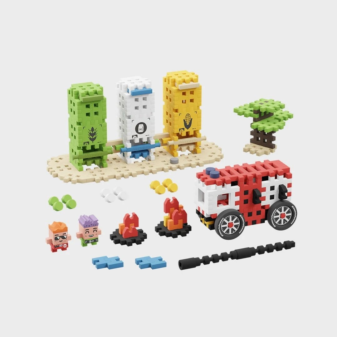 Set lodrash ndërtimi Marioinex Mini Waffle City Firefighter Action, 148 pjesë, shumëngjyrëshe