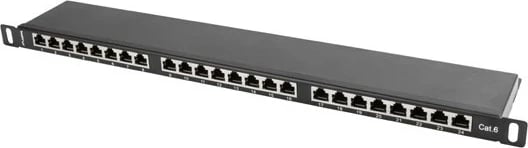 Patch panel Lanberg PPS6-0024-B, metal, e zezë