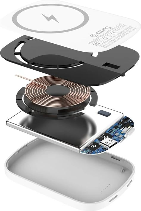 Power bank CRONG MagSpot Wireless 5000mAh me MagSafe, Bardhë