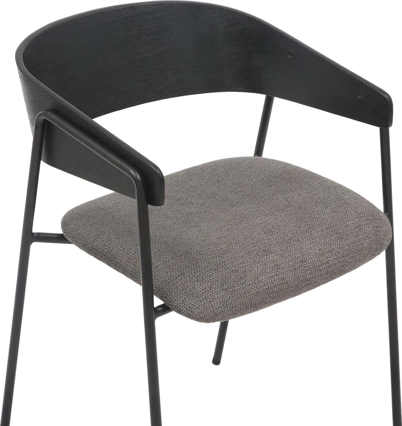 Karrige për tavolinë ngrënieje KORIN FH9975.02 metal & dru, pëlhurë e zezë-gri, 54x51x72,5H cm, set prej 2 copë