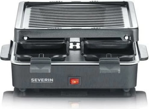 Grill raclette, Severin RG 2370, për 4 persona, pllakë grill jo ngjitëse, e zezë