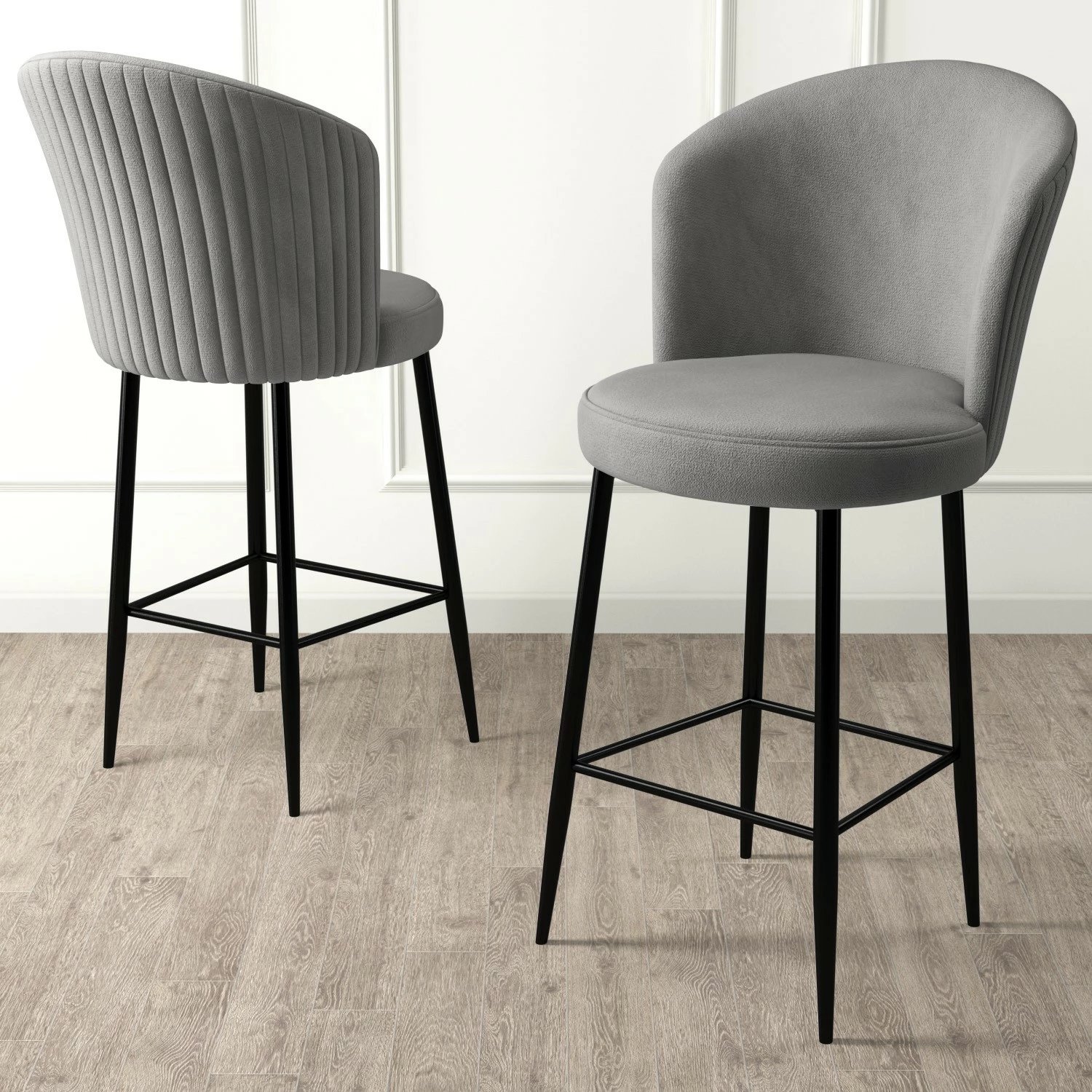 Set karrigesh për bar (6 copë), Hanah Home, Alte, gri, e zezë