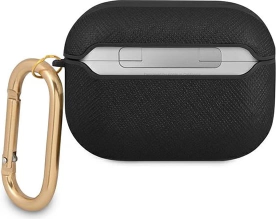 Mbështjellës Guess GUAPSASMK për AirPods Pro, Saffiano Script Metal Collection, i zi