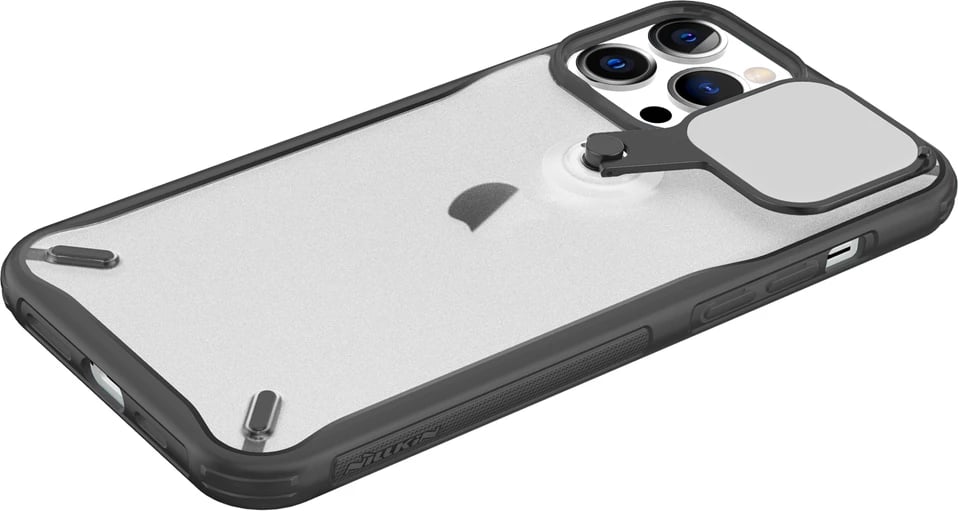 Mbështjellës Nillkin Cyclops Case për iPhone 13 Pro Max, me kapak kamere dhe mbajtëse, i zi