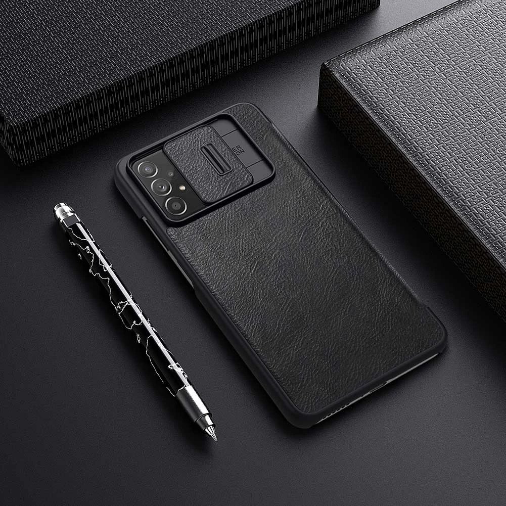 Mbështjellës Nillkin Qin për Samsung Galaxy A73, lëkurë ekologjike, i zi