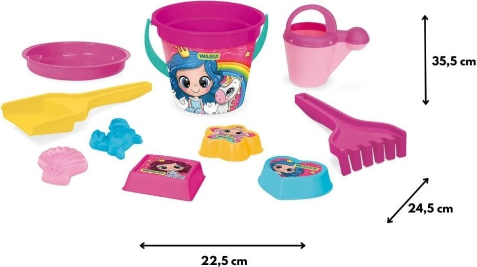 Set lodrash për rërë Wader 75039, 10 pjesë, rozë