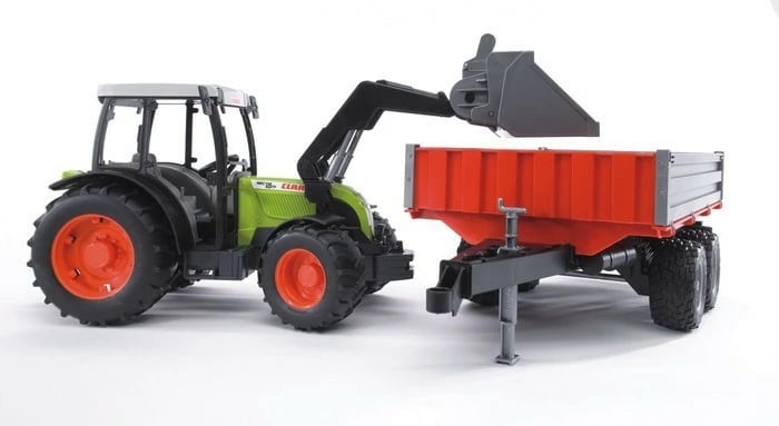 Traktor lodër BRUDER Claas Nectis 267F me ngarkues dhe rimorkio, 1:16, Gri/Jeshil/E Kuqe
