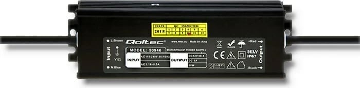 LED driver Qoltec 50946, 12V, 5A, IP67