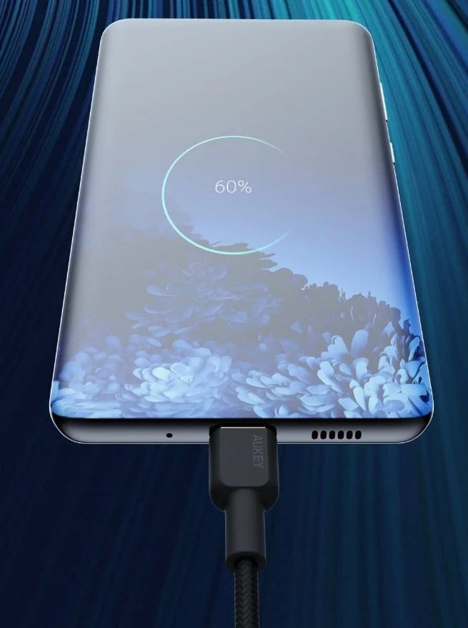 Kabllo AUKEY CB-NCC1 USB-C Type-C PD 60W 3A 1m Nylon e Zezë