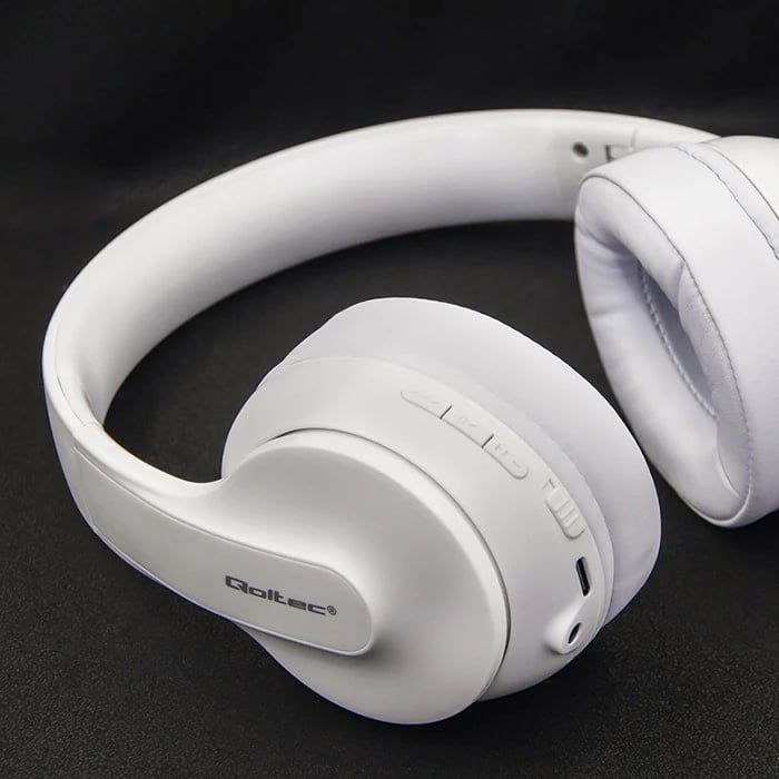 Kufje pa tela Qoltec 50845 me mikrofon, Bluetooth 5.0, Stereo, Bardhë