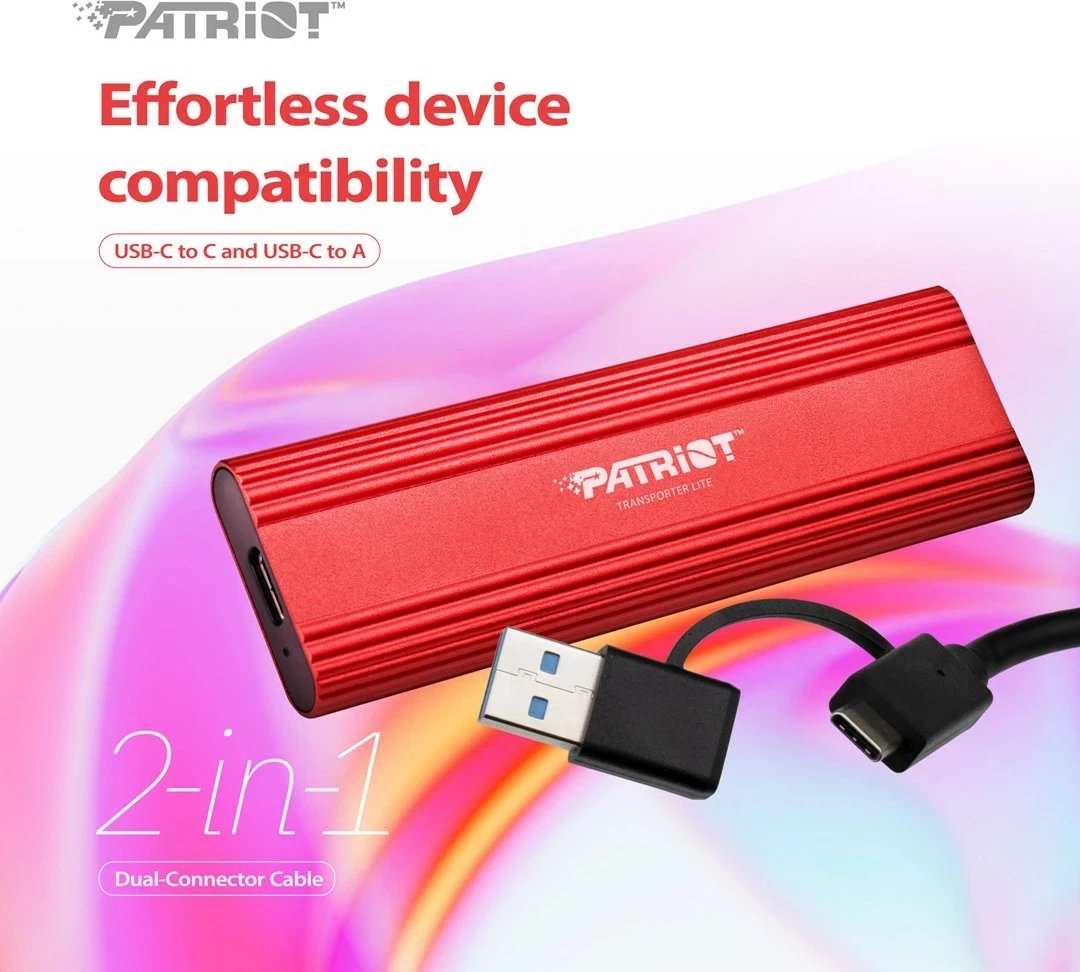 Disk i jashtëm Patriot Memory Transporter Lite 2 TB, USB Type-C 3.2 Gen 2, Kuq