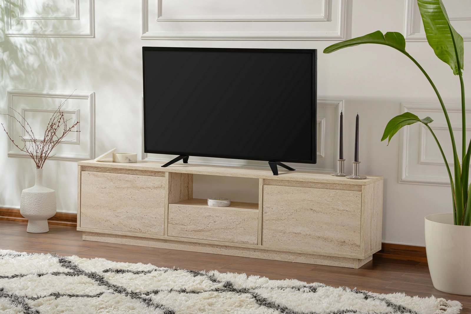 Komodë TV Nordure, Vanguard, ngjyrë travertine