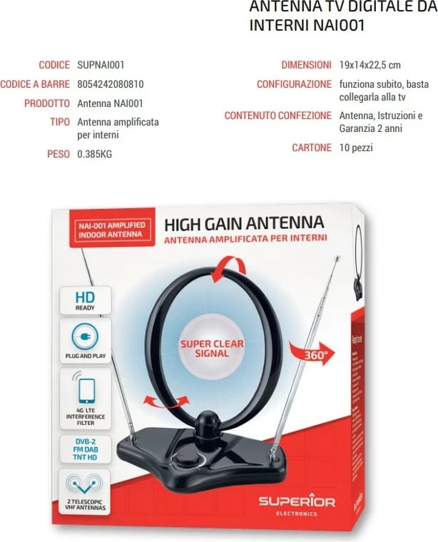 Antennë Superior Electronics NAI-001, e zezë
