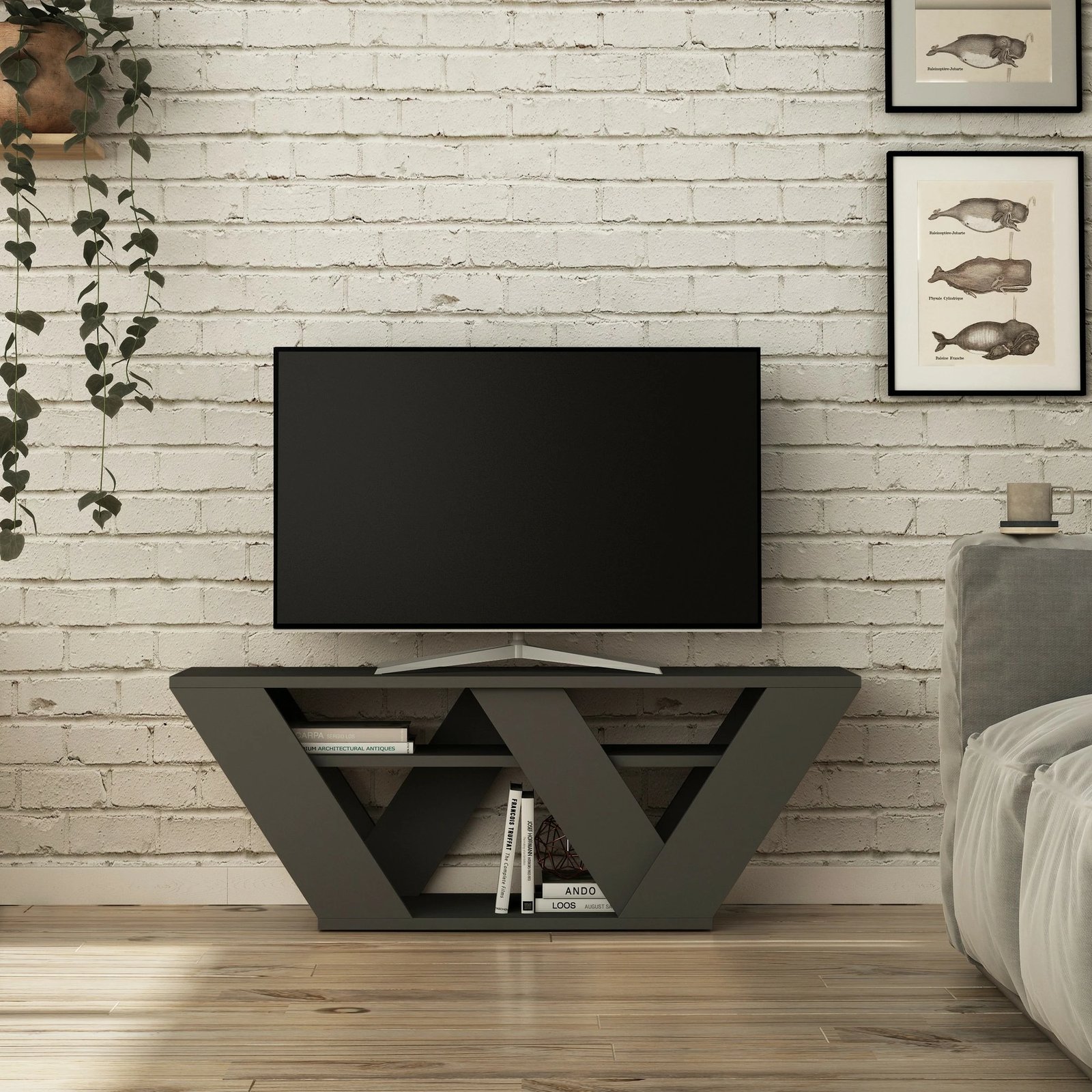 Komodë TV Skye Decor, ngjyrë antracit, Pipralla