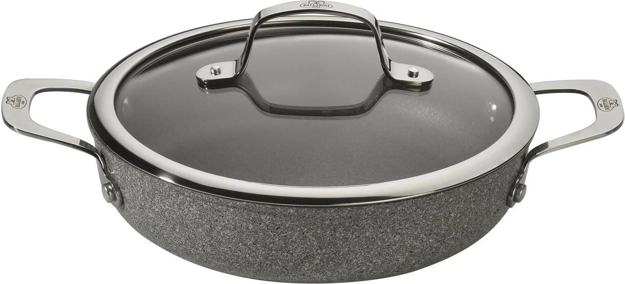 Tigan Ballarini SALINA 24cm, kapak xhami, alumini, gri