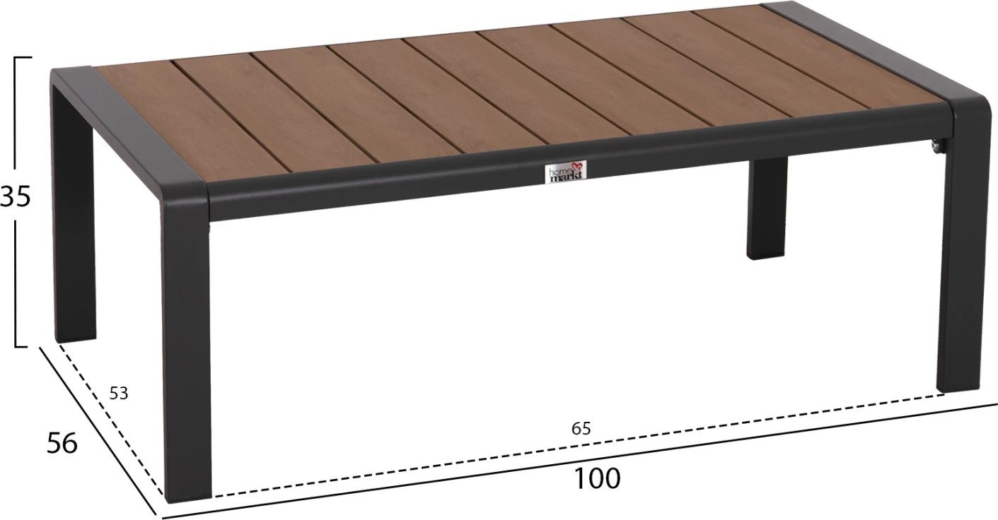 Set lounge për jashtë, 4 pjesë, alumin & stof OLEFIN, ngjyrë gri e errët, polywood, SAFIN FH6278.03