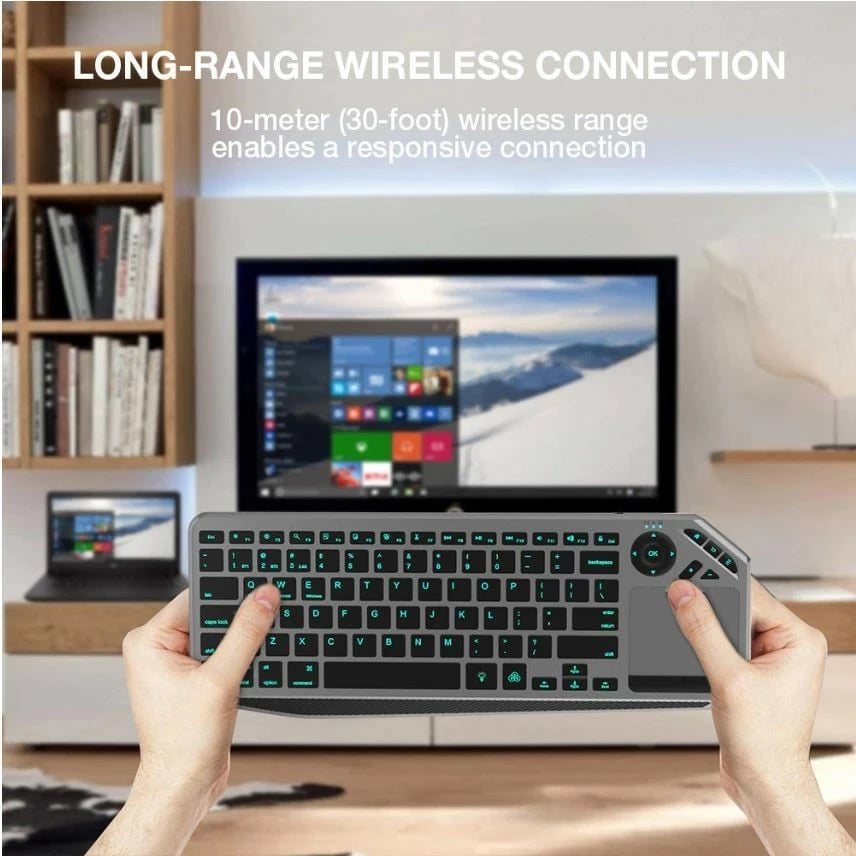 Tastierë wireless Techly 365375 me touchpad, Bluetooth/2.4GHz, LED, e zezë/gri