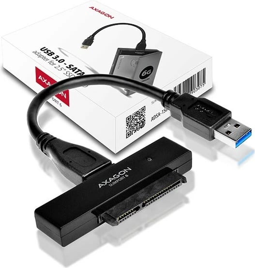 Kasë AXAGON ADSA-1S6 me adapter USB 3.0 - SATA 6G për SSD/HDD 2.5" me kuti mbrojtëse