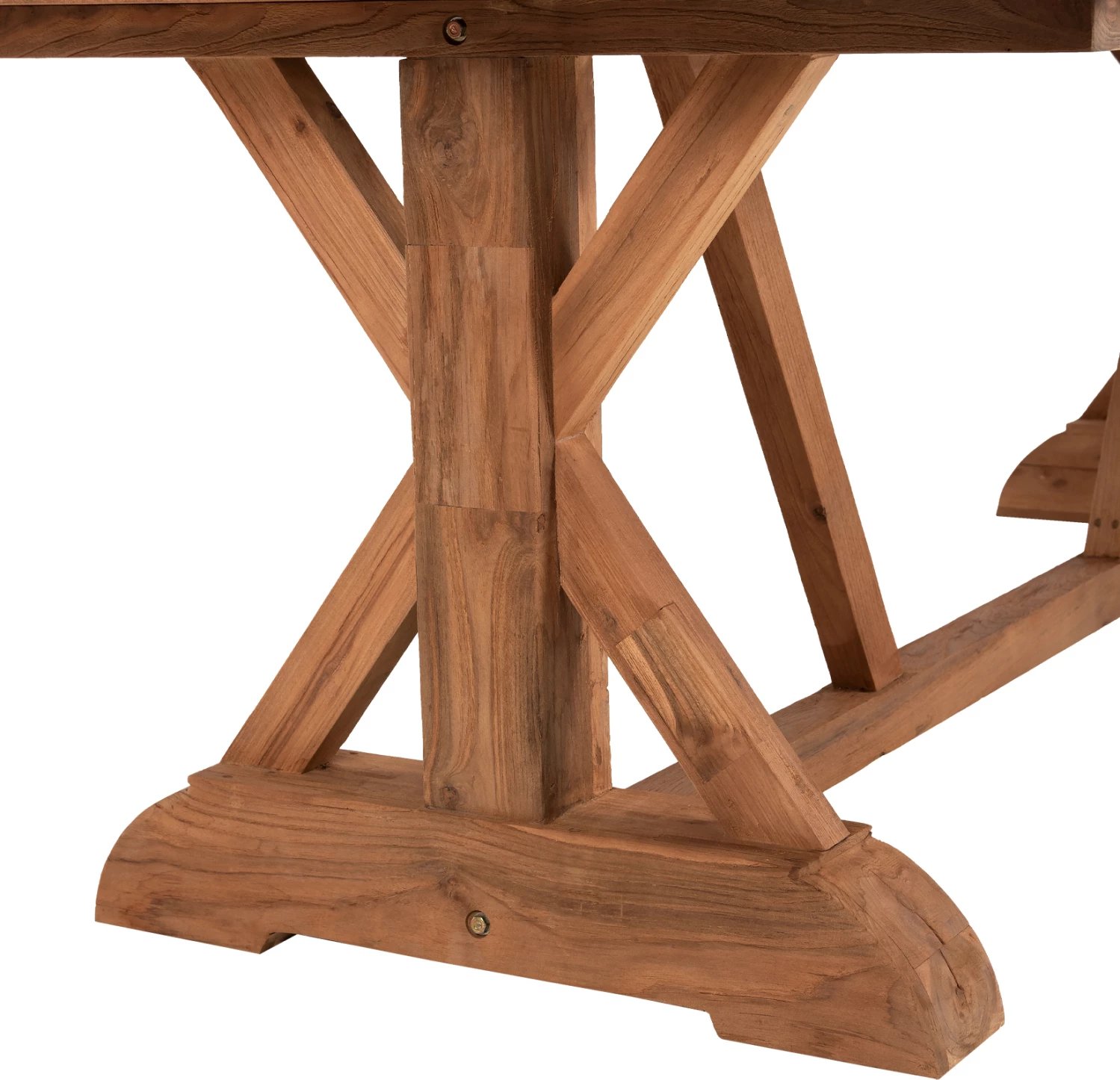 Tavolinë ngrënieje për jashtë, këmbë kryq, FH5964, dru TEAK i ricikluar, ngjyrë natyrale, 240x100x75H cm
