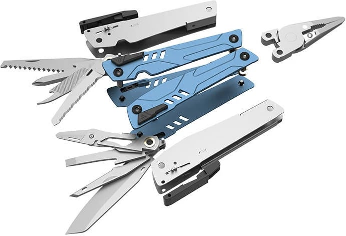 Multitool Nextool NE20045, 15 vegla + set bitash, argjendt/blu