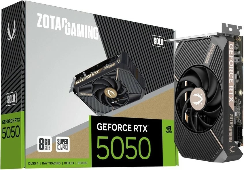 Kartelë grafike, ZOTAC GAMING GeForce RTX 5050 SOLO ZT-B50500G-10L, 8GB GDDR6, 128-bit, PCIe 5.0 x8, 3x DisplayPort + HDMI