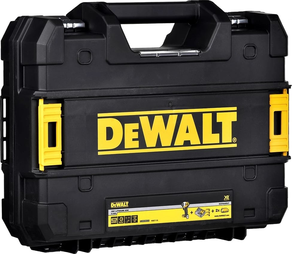 Makine goditëse DeWALT DCF809D2T me bateri 18V, 2Ah, 3200 RPM, zezë/verdhe Makine goditëse DeWALT DCF809D2T me bateri 18V, 2Ah, 3200 RPM, zezë/verdhe