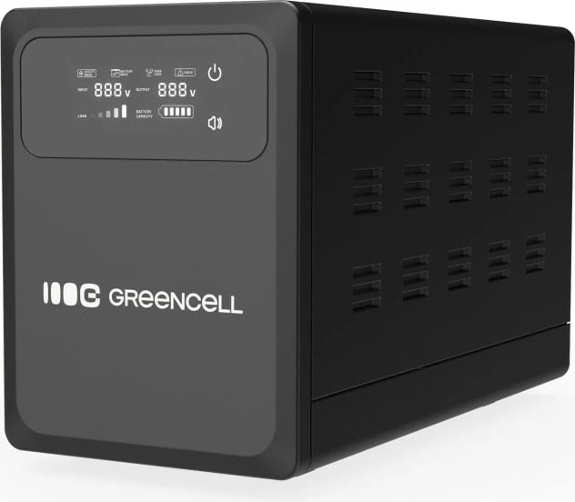 Kasë UPS Green Cell PowerCore UPSLPPC1000, 1000W/1500VA, 12VDC, e zezë
