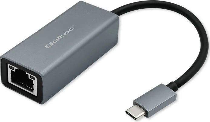 Adapter USB-C në RJ45 Qoltec 50352, 1000Mbps, kasë alumini, Gri