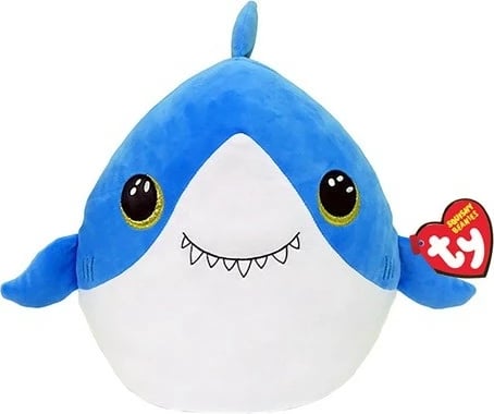Maskotë peshkaqen prej pelushi TY, 22 cm, Blu/Bardhë