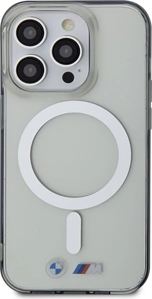 Mbështjellës BMW Silver Ring MagSafe për iPhone 15 Pro, transparent