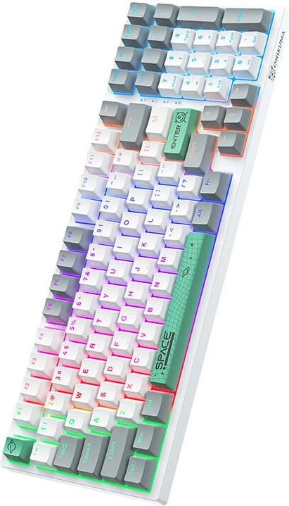 Tastierë mekanike ONIKUMA G38, 98 taste, me kabllo, e bardhë, me ndriçim RGB