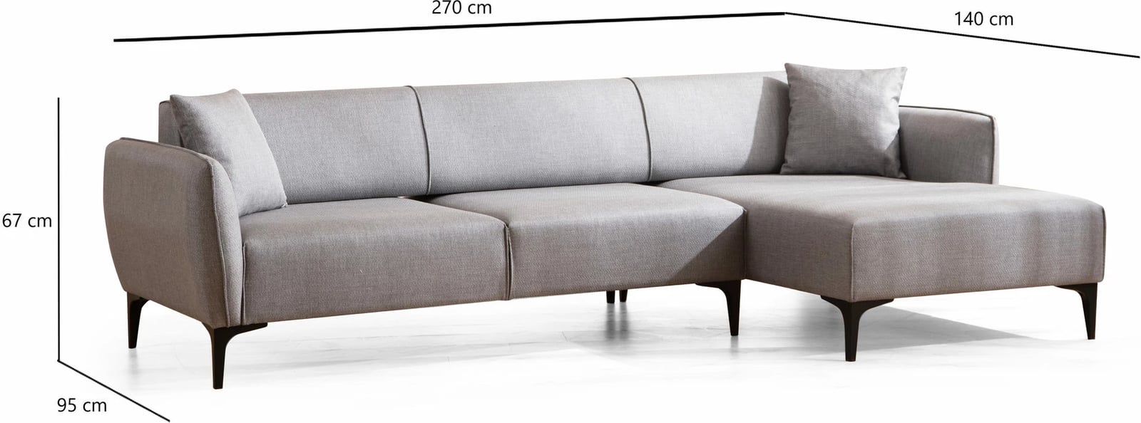 Këndore Belissimo, ngjyrë gri, Atelier del Sofa, anë e djathtë