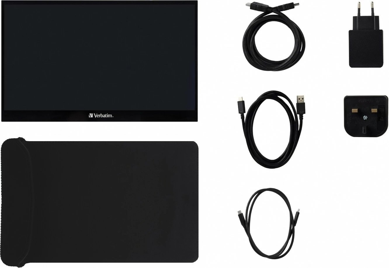 Monitor portativ me prekje, Verbatim PMT-17, 17.3" Full HD IPS 60 Hz, 10-pikësh, USB-C/HDMI, i zi