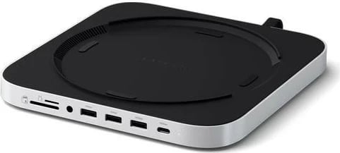 Stand dhe Hub Satechi për Mac Mini/Studio, 1x USB-C 3.2, 1x USB-A 3.2, 2x USB-A 3.0, 3.5mm jack, port micro/SD, NVMe/M.2 SATA SSD