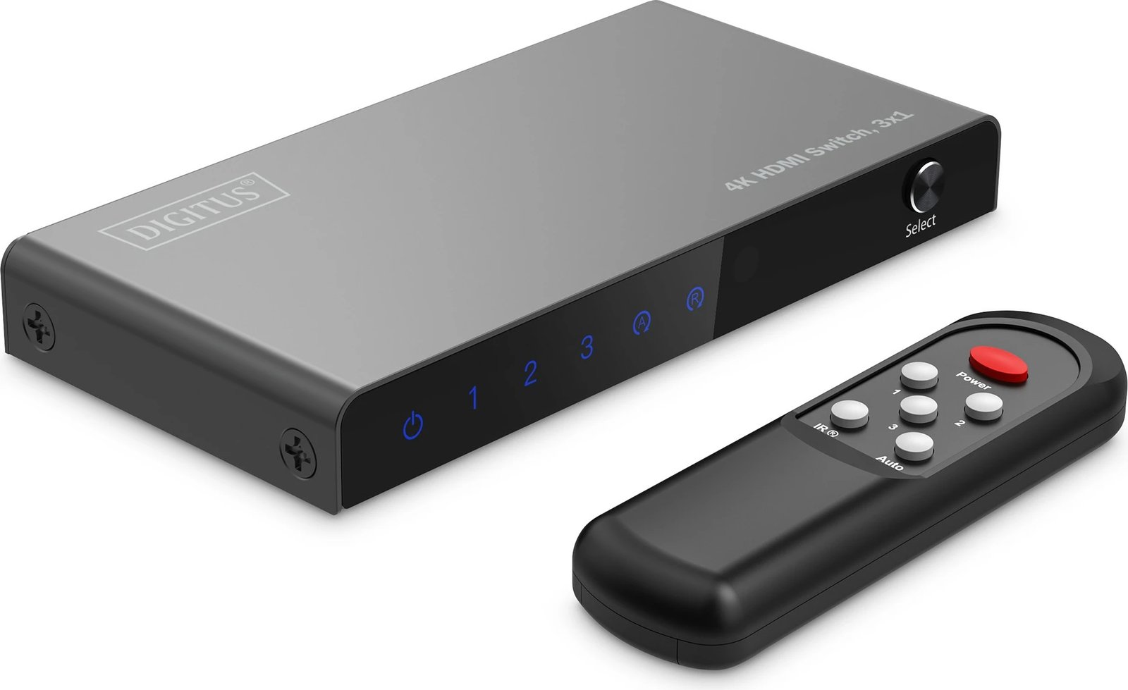 Switch HDMI Digitus 4K, 3x1, HDMI, Micro-USB, Metal, Ngjyrë e zezë