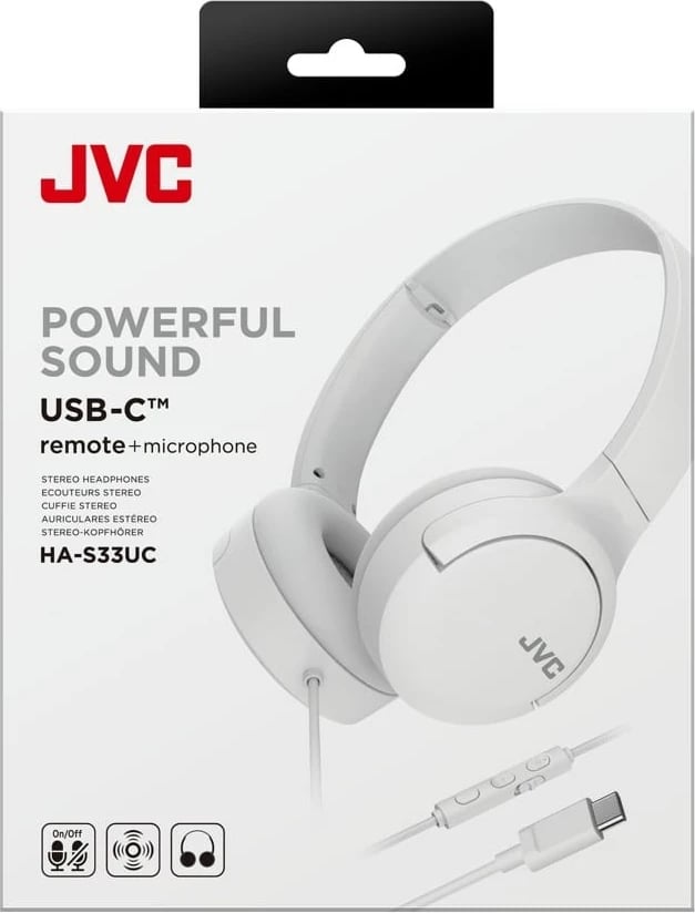 Kufje JVC HA-S33UCWU me mikrofon, USB Type-C, të bardha