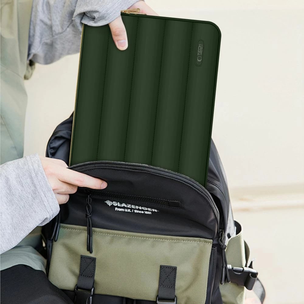 Mbështjellës laptopi Tech-Protect Puffy 13-14 inç me çantë aksesorësh, ulliri