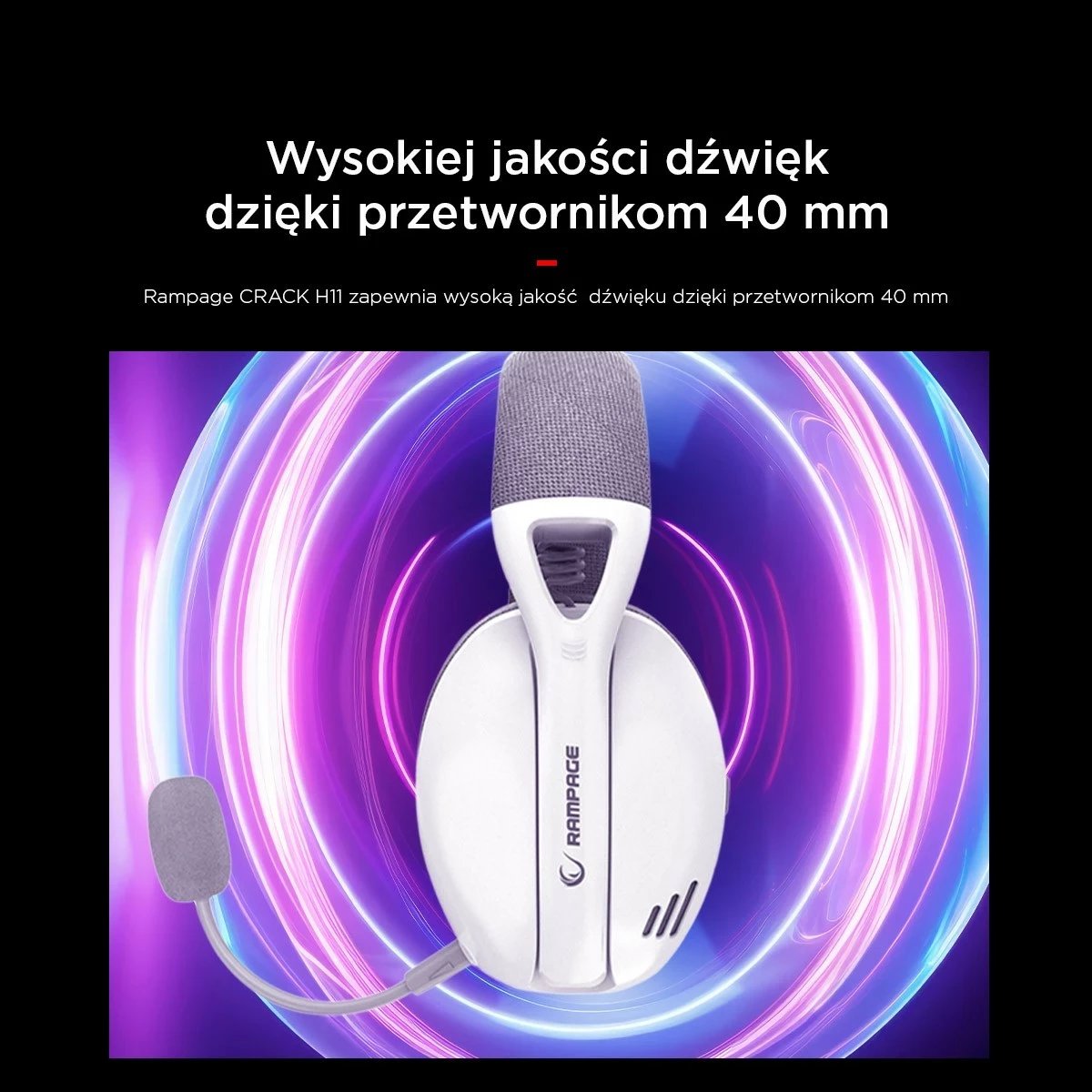 Kufje gaming Rampage CRACKH11, 7.1, wireless, të bardha